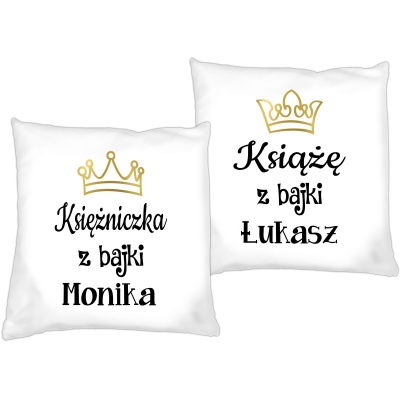 Poduszki dla par zakochanych Księżniczka Książę z bajki + imię